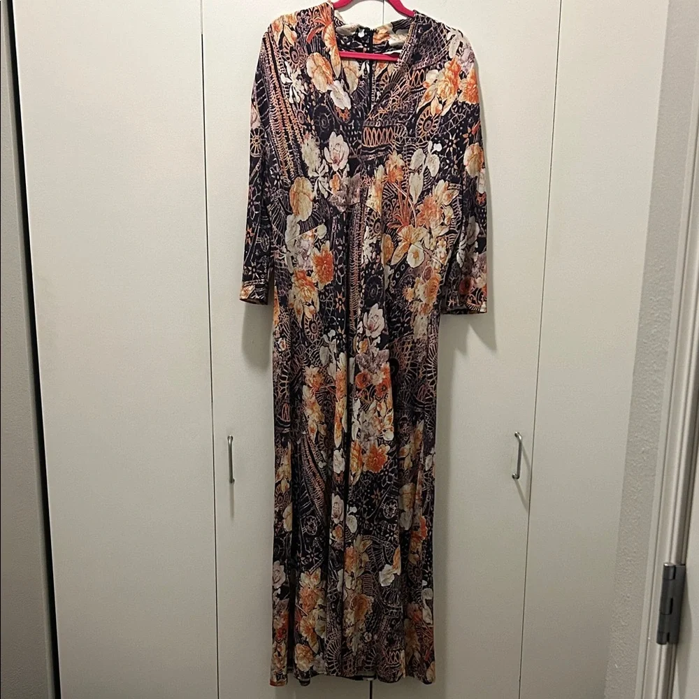 NWOT Soft Surroundings Multicolor Floral 3/4 length Sleeve Dress - Picture 1 of 8